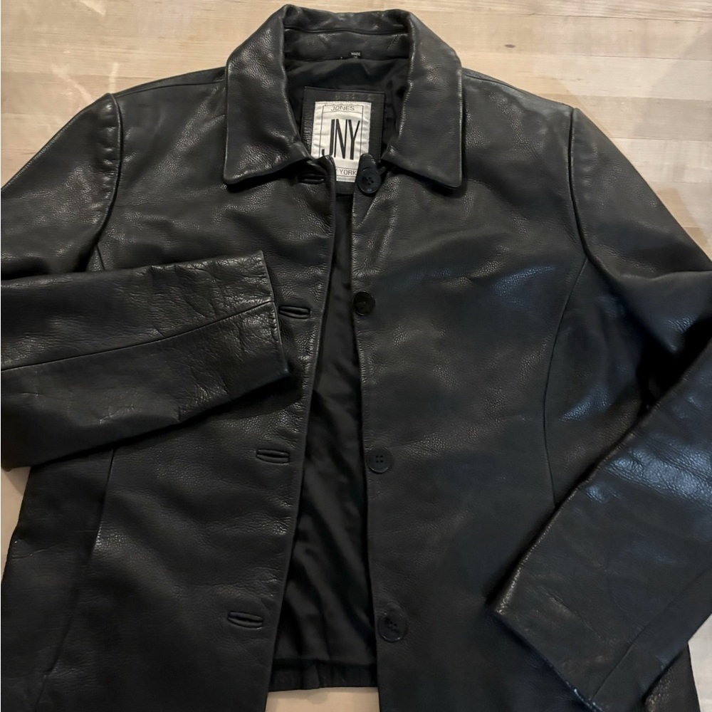 Jones New York black leather jacket